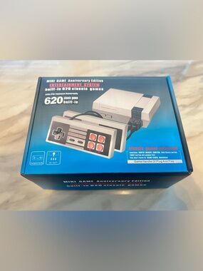 Classic Mini Entertainment Console in Gray with Red Buttons with HDMI converter.